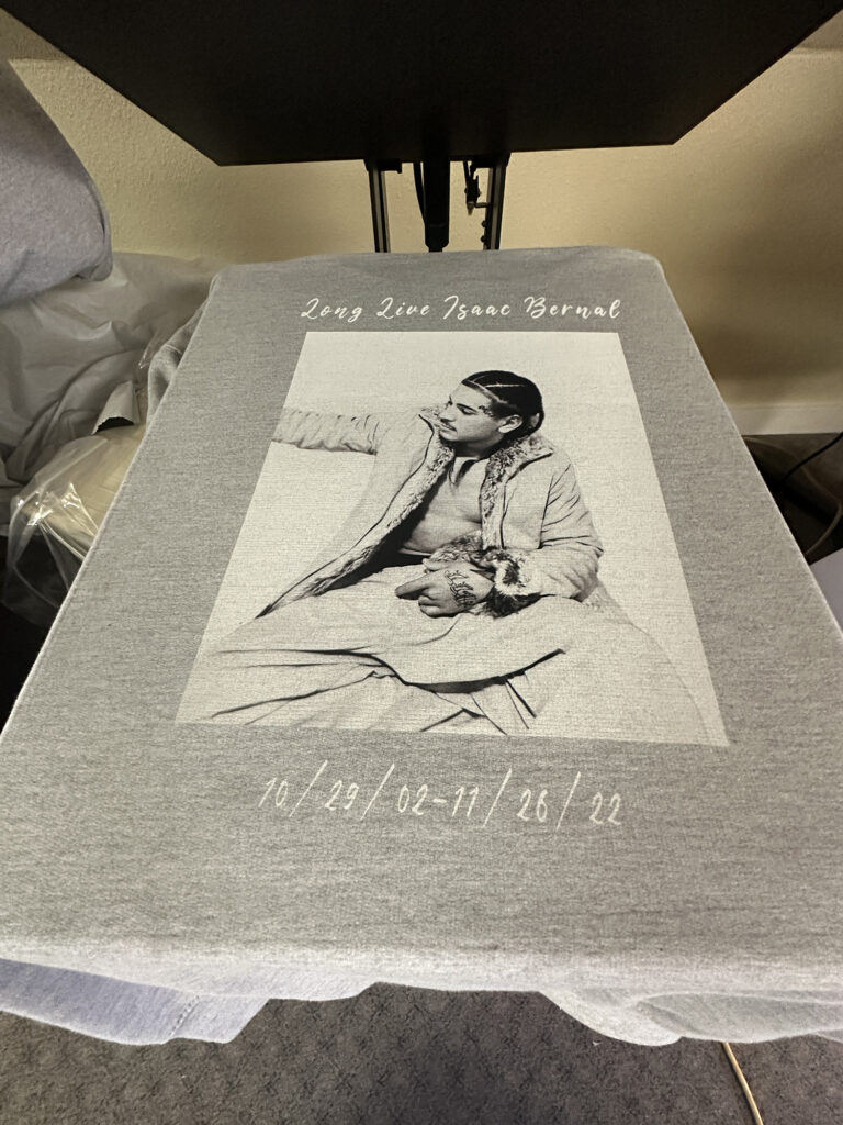 Memorial shirt printed for service in Nampa, Idaho