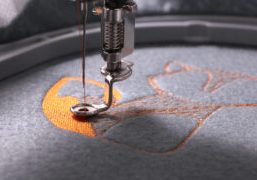 Embroidery with embroidery machine - fox theme - detail of beginning